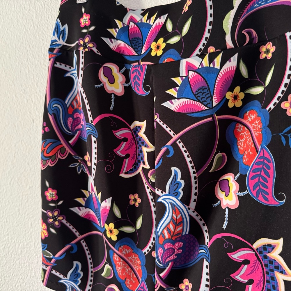 Vibrant Carmen Marc Valvo Floral Paisley Print Stretch Pencil Skirt Small Boho - Picture 3 of 10